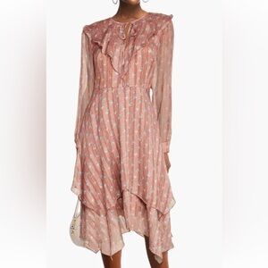 MIKAEL AGHAL 
Layered Floral-Print Jacquard Midi Dress size 4
